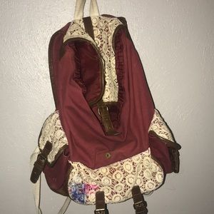 Burgundy & Lace Bookbag
